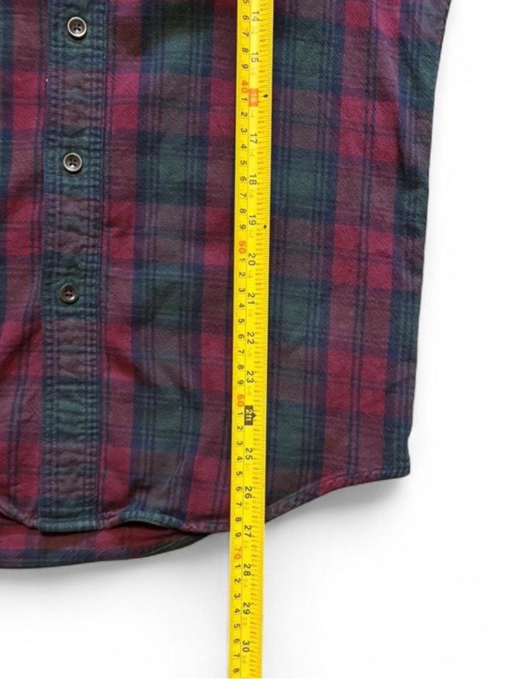 LL Bean Men's Flannel Plaid Button-Down Shirt in Red and Green - Picture 4 of 5